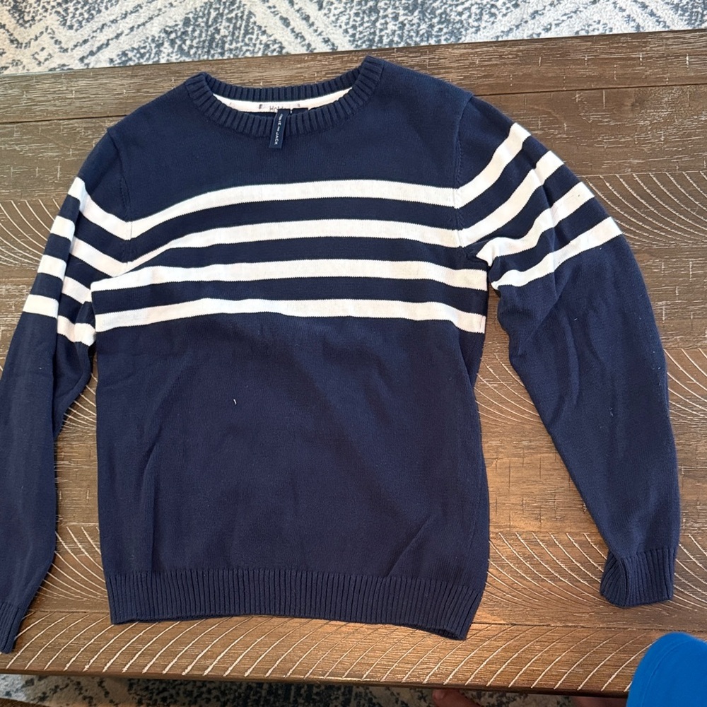Janie and Jack Boys Navy Crewneck Sweater with White Stripes